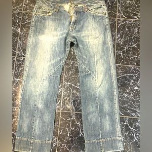 Armani exchange designer brand distressed blue jeans denim pants mens size 34